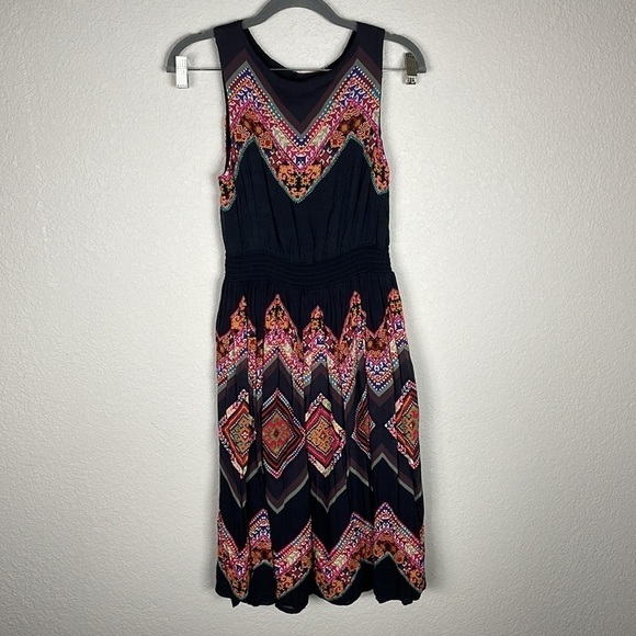 Tanvi Kedia Anthropologie Patchwork Embroidered Chevron Midi Boho Dress - Picture 6 of 16